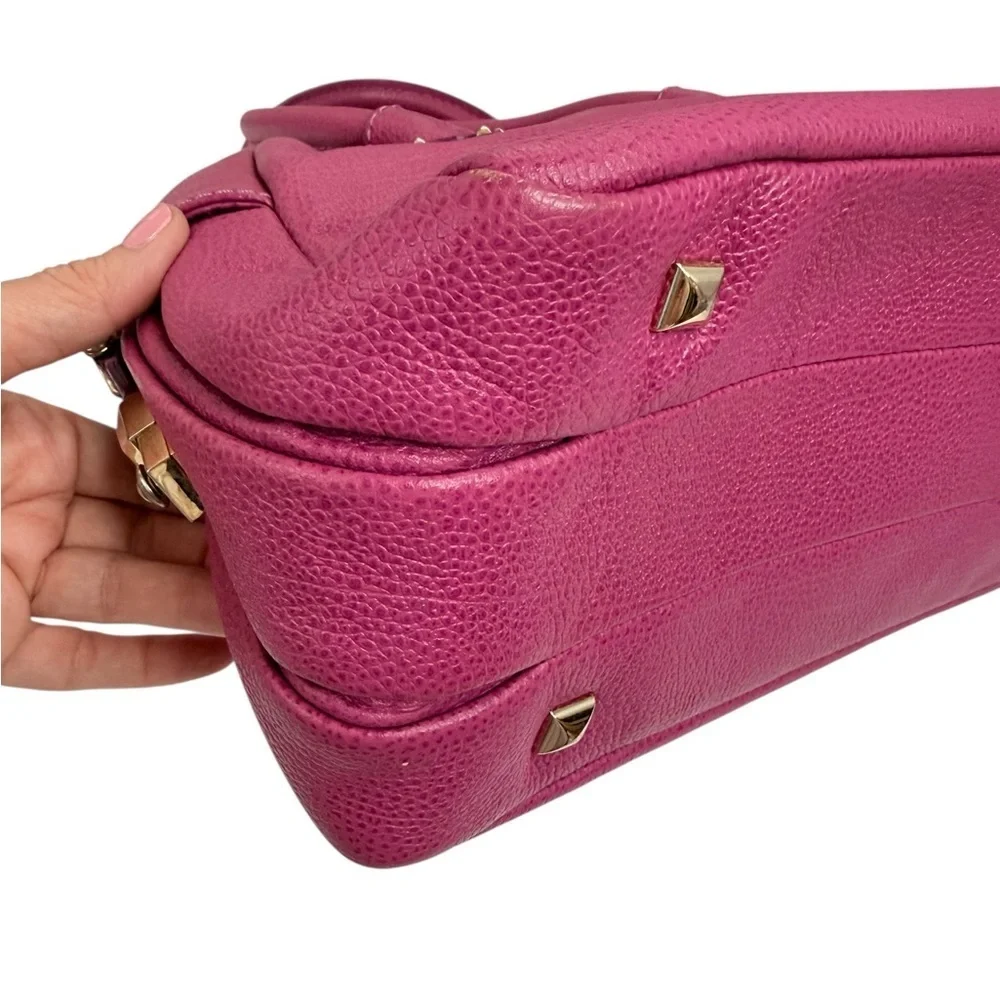 Henri Bendel New York pebbled leather satchel purse in a magenta/pink